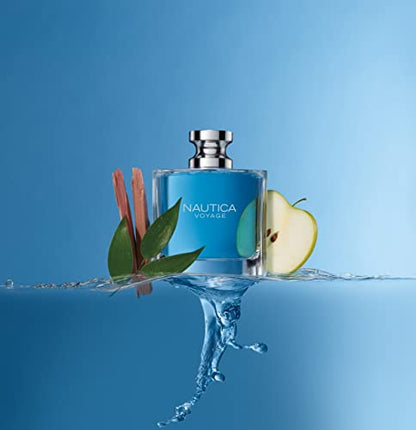 Nautica Voyage Eau De Toilette for Men - Fresh, Romantic, Fruity Scent Woody, Aquatic Notes of Apple, Water Lotus, Cedarwood, and Musk Ideal Day Wear 3.3 Fl Oz-UPStoxs
