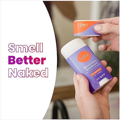 Lume Whole Body Deodorant - Smooth Solid Stick - 72 Hour Odor Control - Aluminum Free, Baking Soda Free and Skin Safe - 2.6 Ounce (Pack of 2) (Soft Powder)-UPStoxs