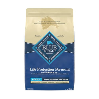 Blue Buffalo Life Protection Formula Adult Dry Dog Food, Helps Build and Maintain Strong Muscles, Made with Natural Ingredients, Chicken & Brown Rice Recipe, 15-lb. Bag-UPStoxs