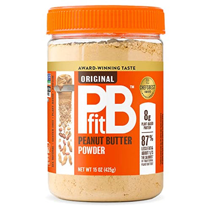 PBfit All-Natural Peanut Butter Powder, Peanut Butter Powder from Real Roasted Pressed Peanuts, 8g of Protein 8% DV (15 oz.)-UPStoxs