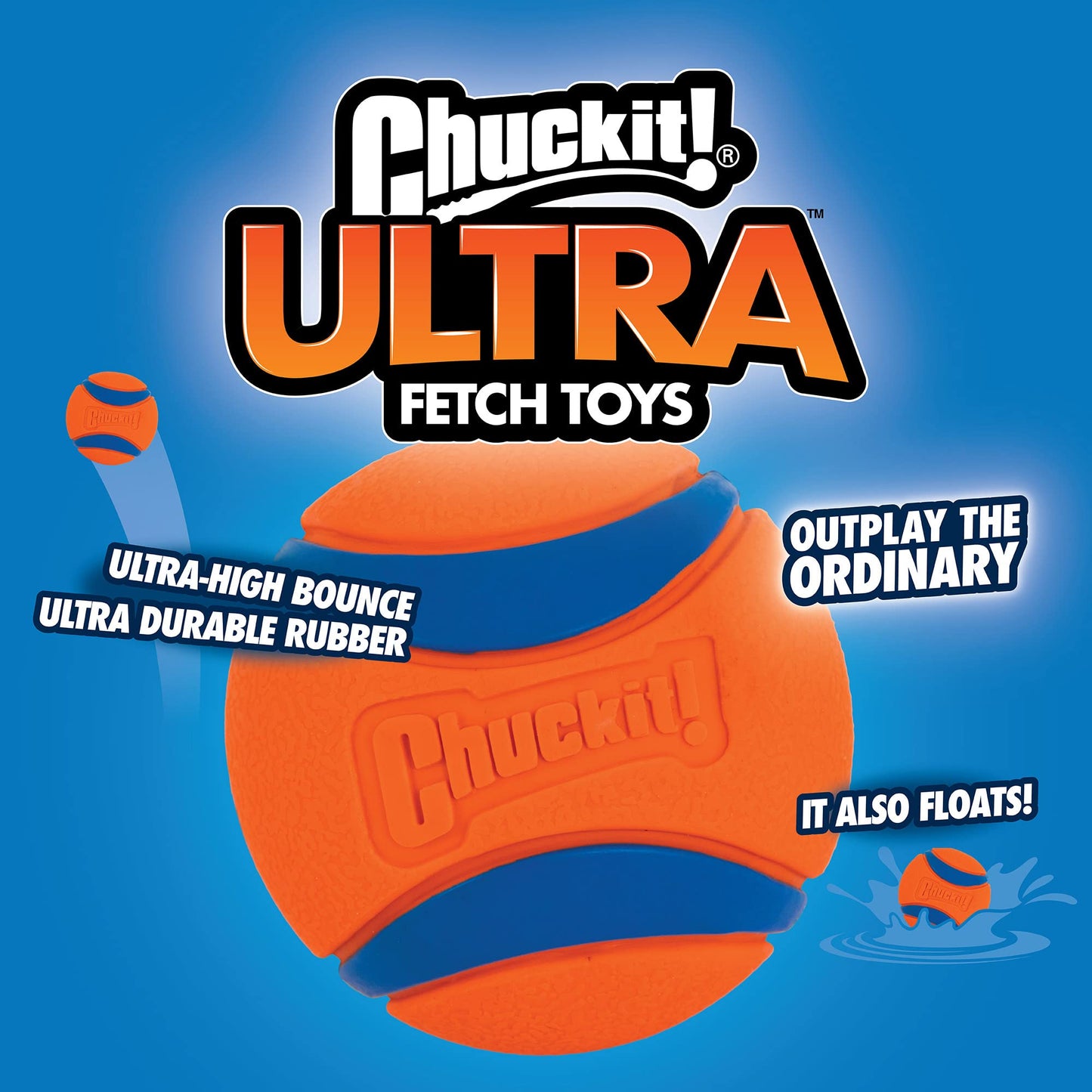 Chuckit Ultra Ball Dog Toy, Medium (2.5 Inch Diameter) Pack of 4, for Breeds 20-60 Lbs-UPStoxs