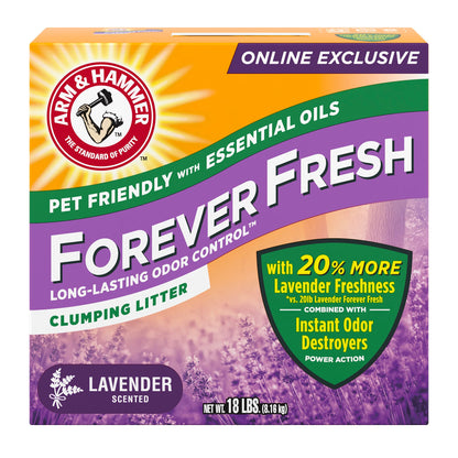 Arm & Hammer Forever Fresh Clumping Cat Litter Lavender, MultiCat 18lb With 20% More Lavender Freshness, Pet Friendly With Essential Oils-UPStoxs